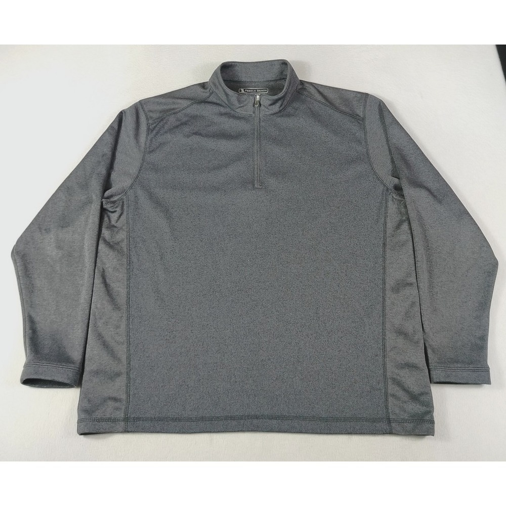 Pebble Beach Performance Pullover Mens XL Gray 1/4 Zip Golf Stretch Knit Preppy